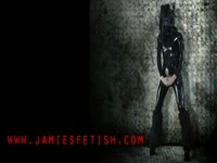 Incredible PVC fetish video featuring hung transsexual Jamie French masturbating in all black